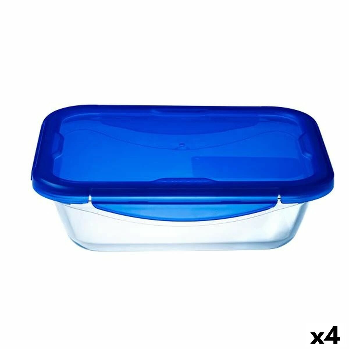 Hermeettinen lounasrasia Pyrex Cook&amp;go 30 x 23 cm 3,3 L suorakaiteen muotoinen sininen lasi (4 kpl)