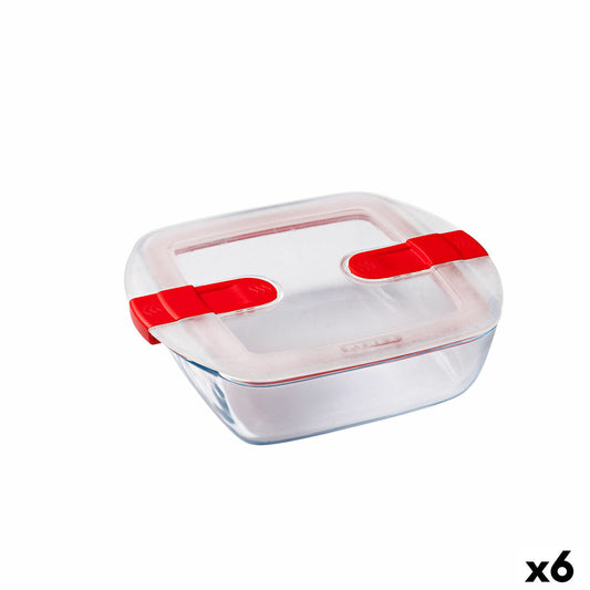 Hermeettinen lounasrasia Pyrex Cook&amp;heat 1 L 20 x 17 x 6 cm punainen lasi (6 kpl)