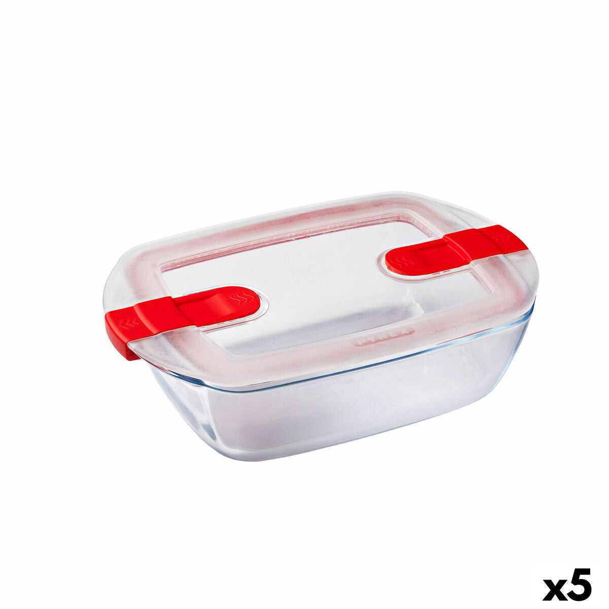 Hermeettinen lounasrasia Pyrex Cook&amp;heat 1,1 L 24 x 15,5 x 7 cm läpinäkyvä lasi (5 kpl)