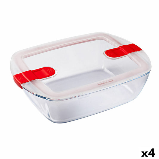 Hermetic Lunch Box Pyrex Cook &amp; Heat 2,5 L läpinäkyvä lasi (4 yksikköä)