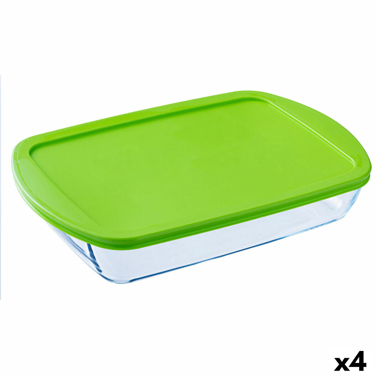 Suorakaiteen muotoinen lounaslaatikko kannella Pyrex Cook &amp; Store läpinäkyvä silikonilasi (4,5 L) (4 kpl)