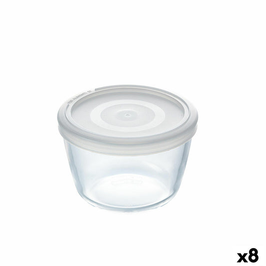 Pyöreä lounasrasia kannella Pyrex Cook&amp;freeze 600 ml 12 x 12 x 9 cm läpinäkyvä lasisilikoni (8 yksikköä)