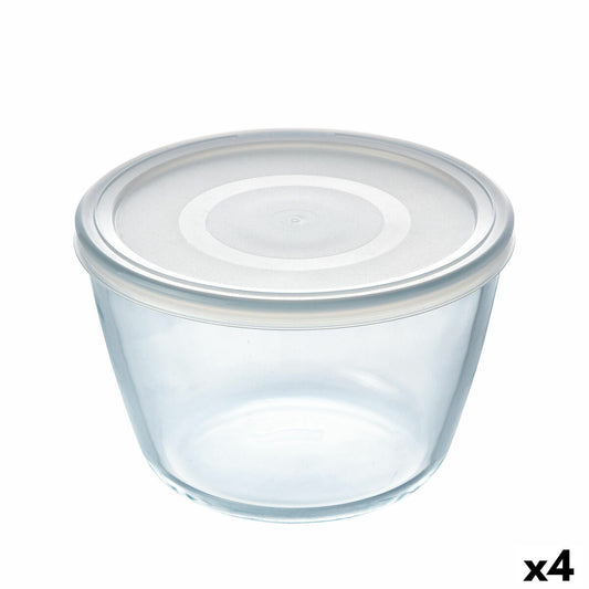 Pyöreä lounasrasia kannella Pyrex Cook &amp; Freeze 1,6 L 17 x 17 x 12 cm läpinäkyvä silikonilasi (4 yksikköä)