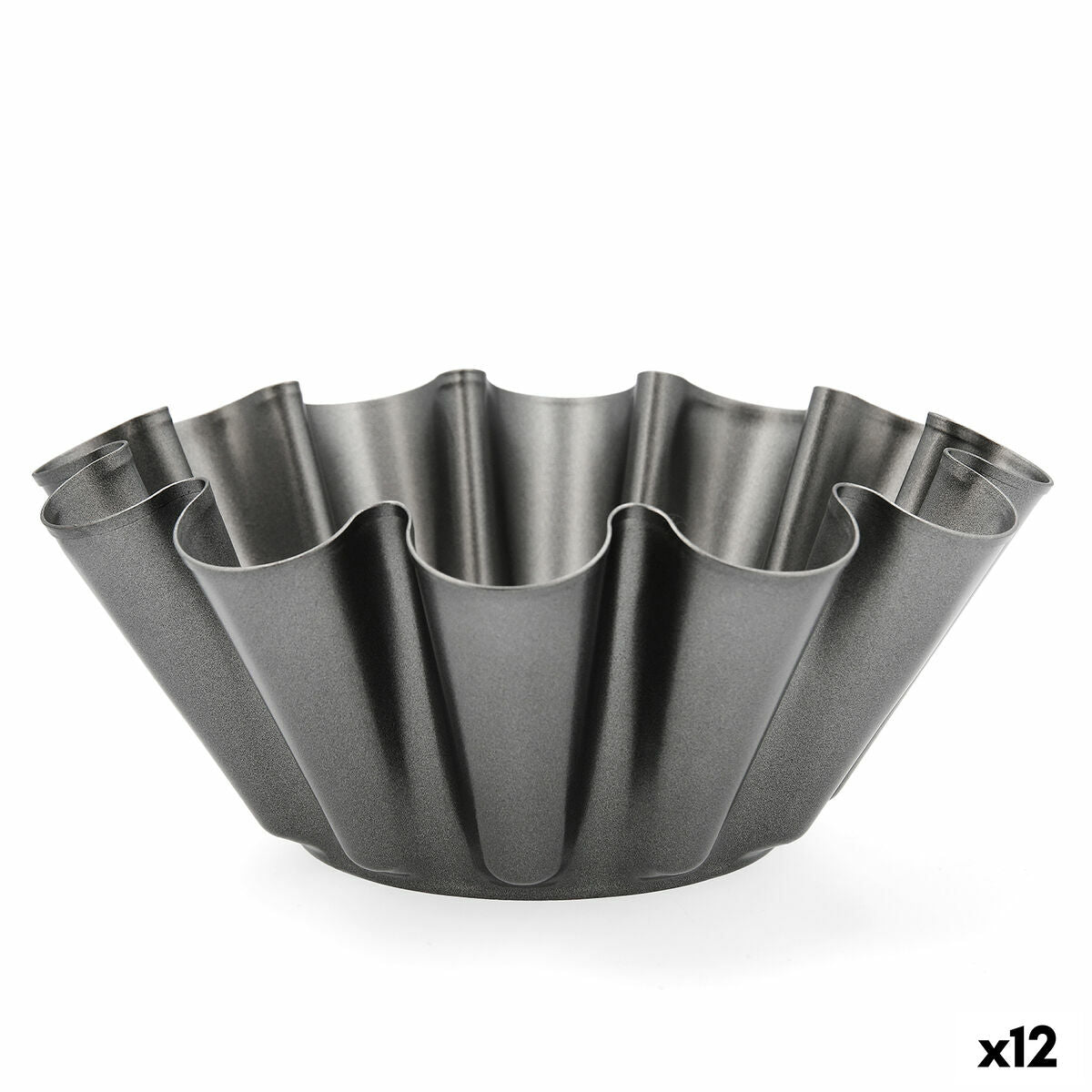 Flan Mold Quid Sweet Grey Black Metal 23 x 9 cm (12 yksikköä)