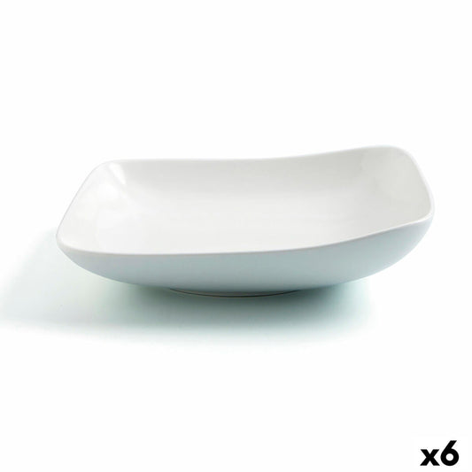 Deep Plate Ariane Vital Squared Ceramic White (Ø 21 cm) (6 yksikköä)