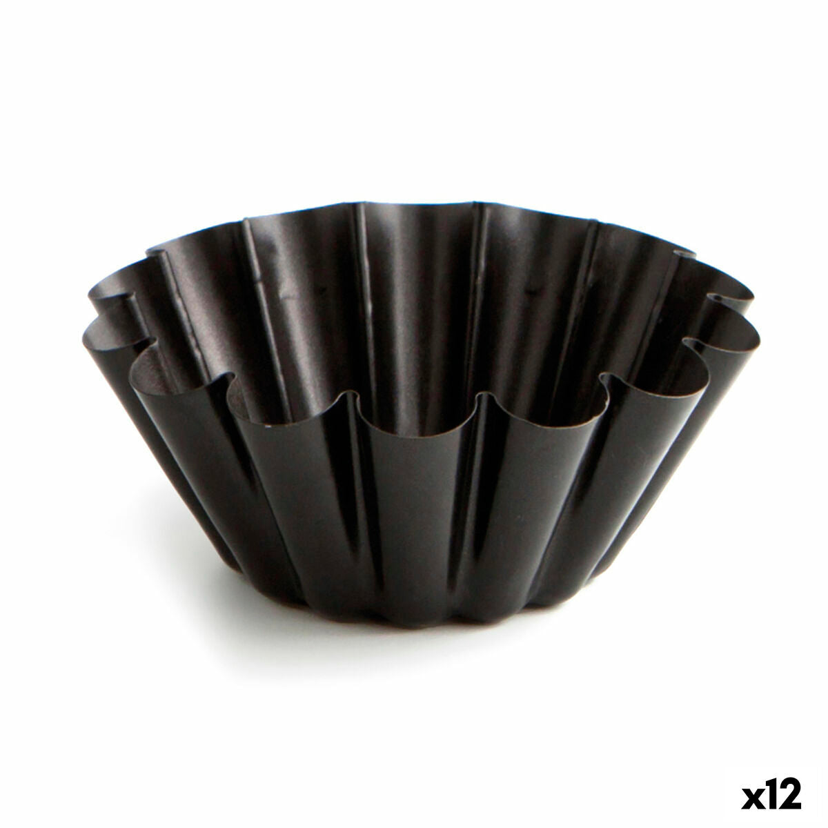 Flan Mold Quid Sweet Grey Black Metal Ø 14 cm (12 yksikköä)