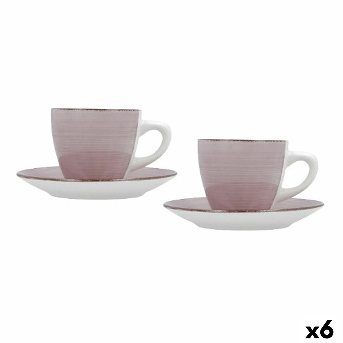 Mukeja ja lautasia Quid Vita Morning Pink Ceramic (4 kpl) (6 yksikköä)