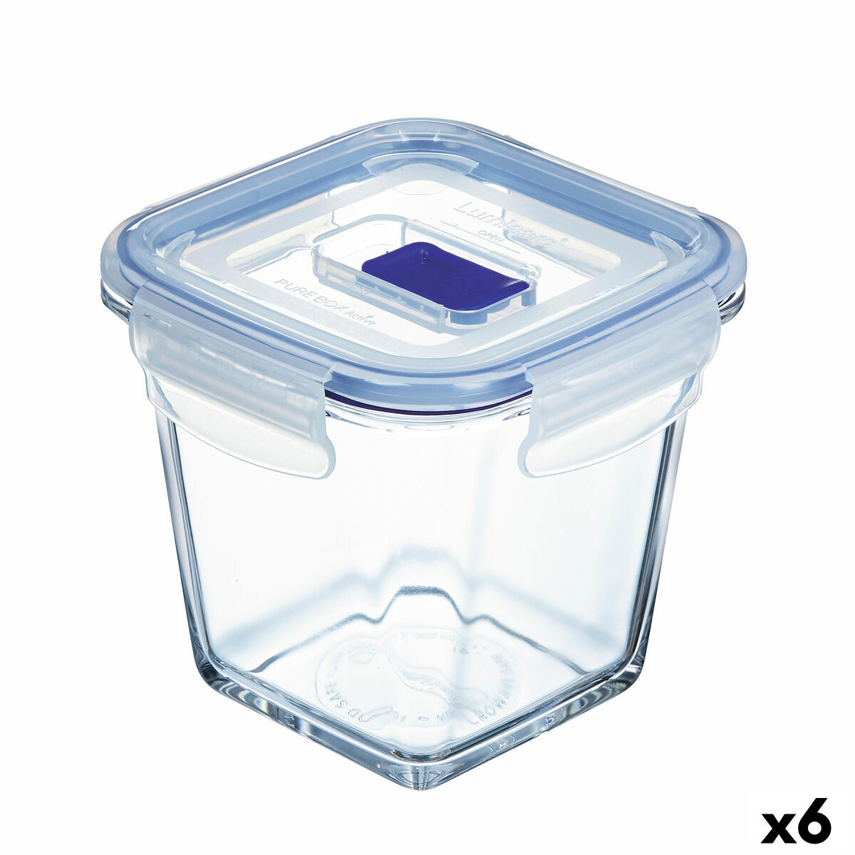 Hermetic Lunch Box Luminarc Pure Box Active 11,4 x 11,4 x 11 cm 750 ml kaksivärinen lasi (6 yksikköä)