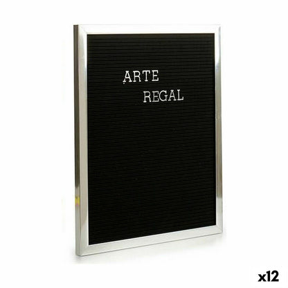 Painting Silver Black Panel 144 Letters (2,5 x 50,5 x 40,5 cm) (12 Units)