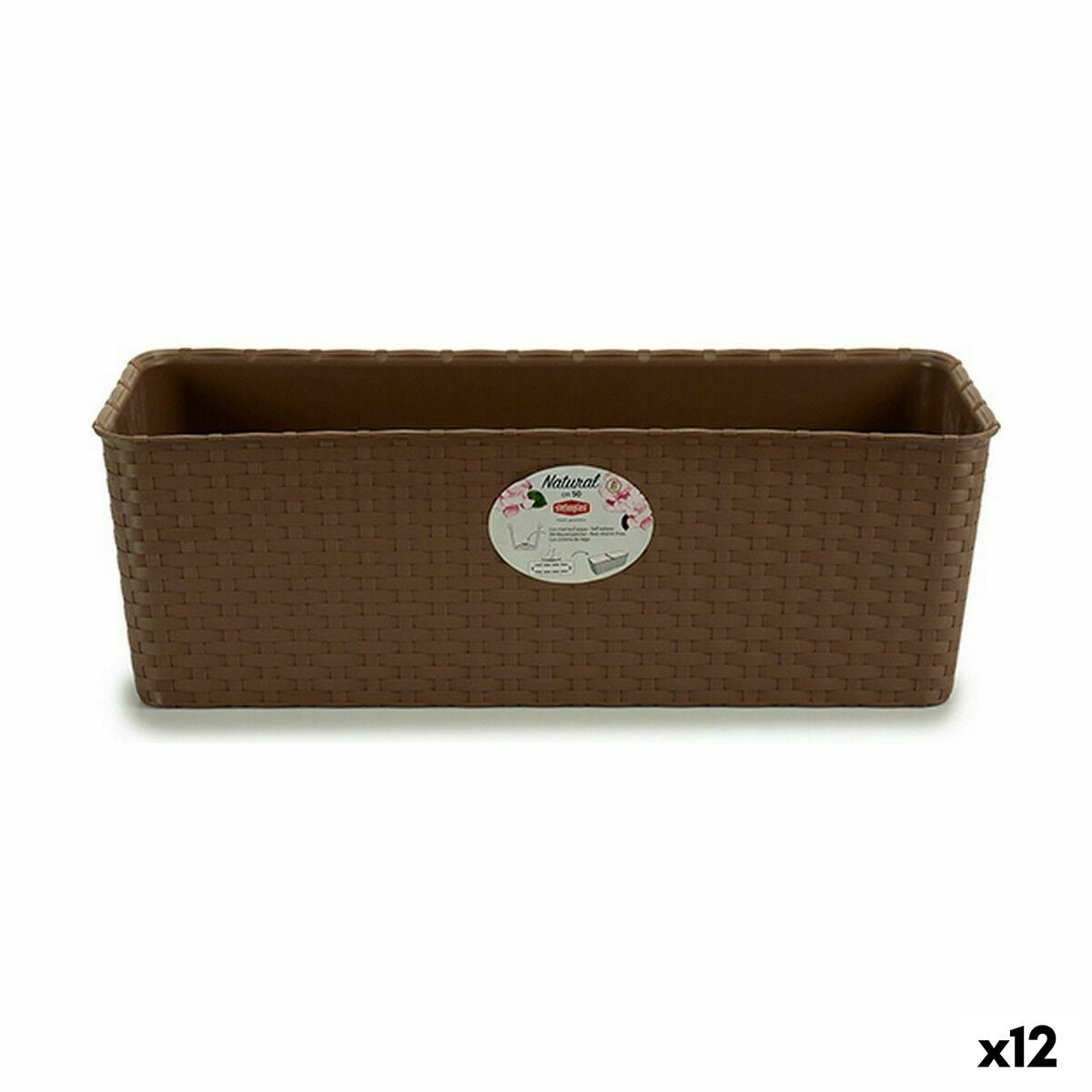 Planter Stefanplast Brown Plastic 18 x 16 x 48,5 cm (12 Units)