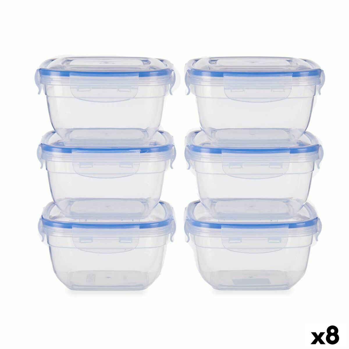 Lounasrasiasarja Hermetic Blue läpinäkyvä muovi 900 ml 14,5 x 8,5 x 14,5 cm (8 kpl)