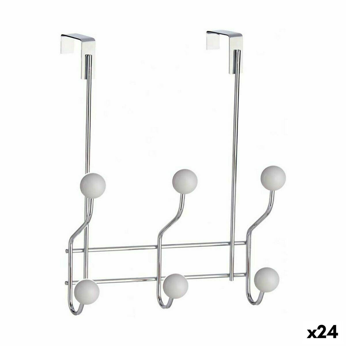 Door Coat Rack White Metal Plastic 10 x 22 x 26 cm (24 Units)