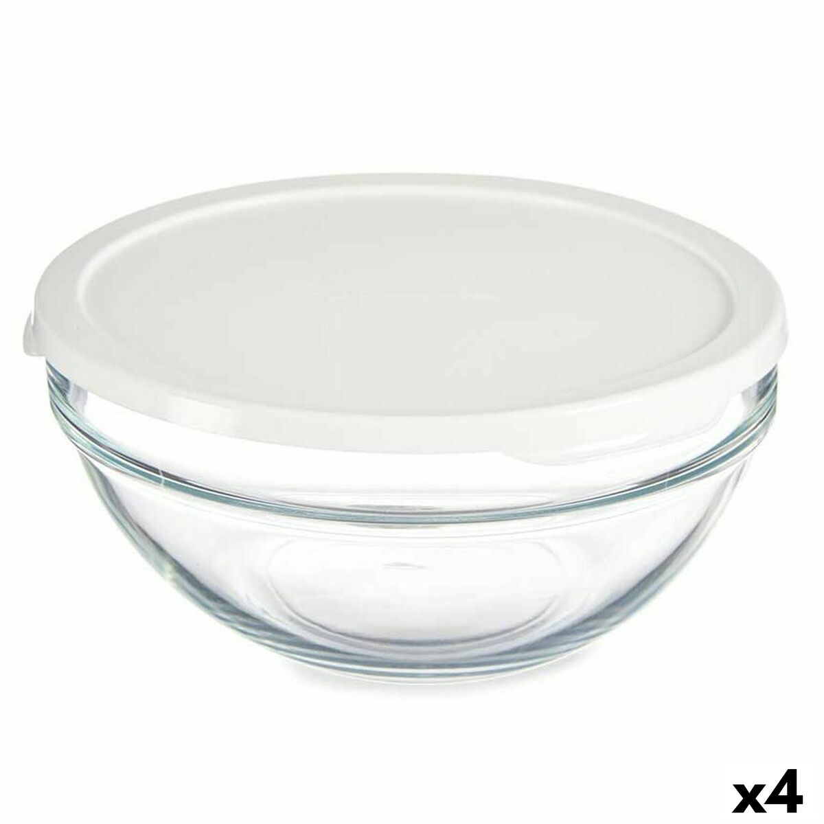 Pyöreä lounaslaatikko kannella Chefs White 1,7 L 21 x 9 x 21 cm (4 kpl)