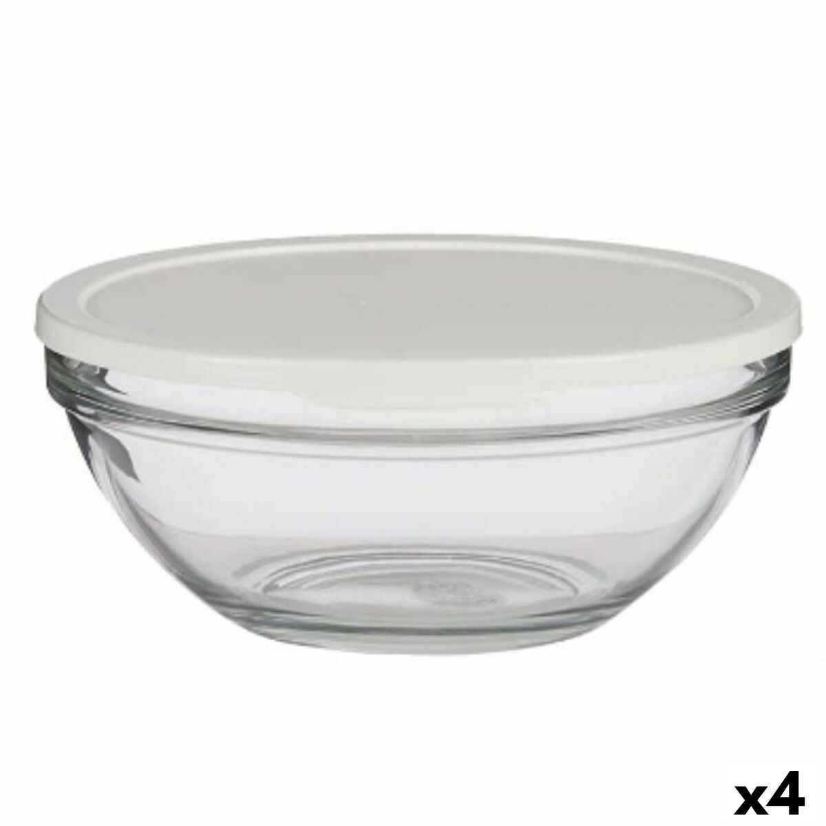 Pyöreä lounaslaatikko kannella Chefs White 2,5 L 23,7 x 10,1 x 23,7 cm (4 kpl)