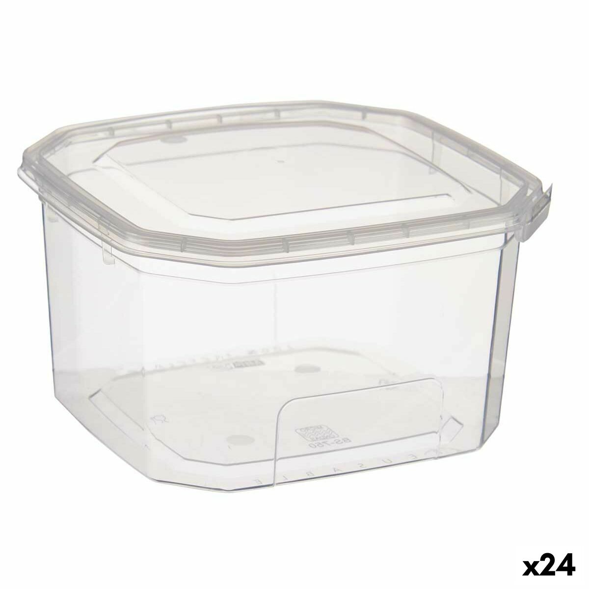 Suorakulmainen lounaslaatikko kannella läpinäkyvää polypropeenia 750 ml 12,8 x 7,5 x 13,5 cm (24 yksikköä)