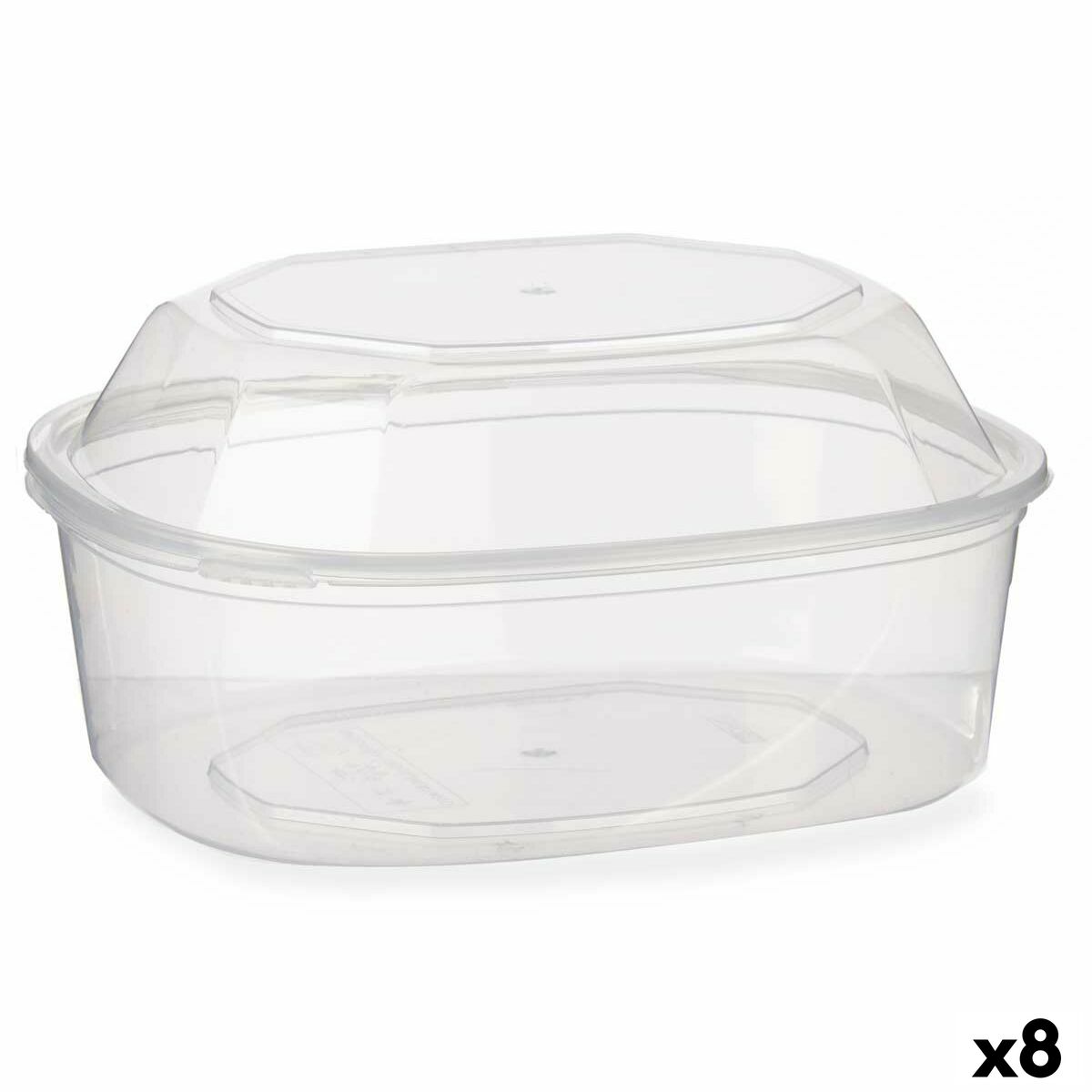 Suorakulmainen lounaslaatikko kannella läpinäkyvää polypropeenia 1,5 L 18 x 10,5 x 21,5 cm (8 kpl)