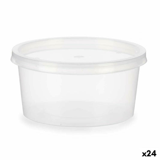 Pyöreä lounasrasia kannella läpinäkyvä polypropeeni 500 ml 12,5 x 6,2 x 12,5 cm (24 yksikköä)