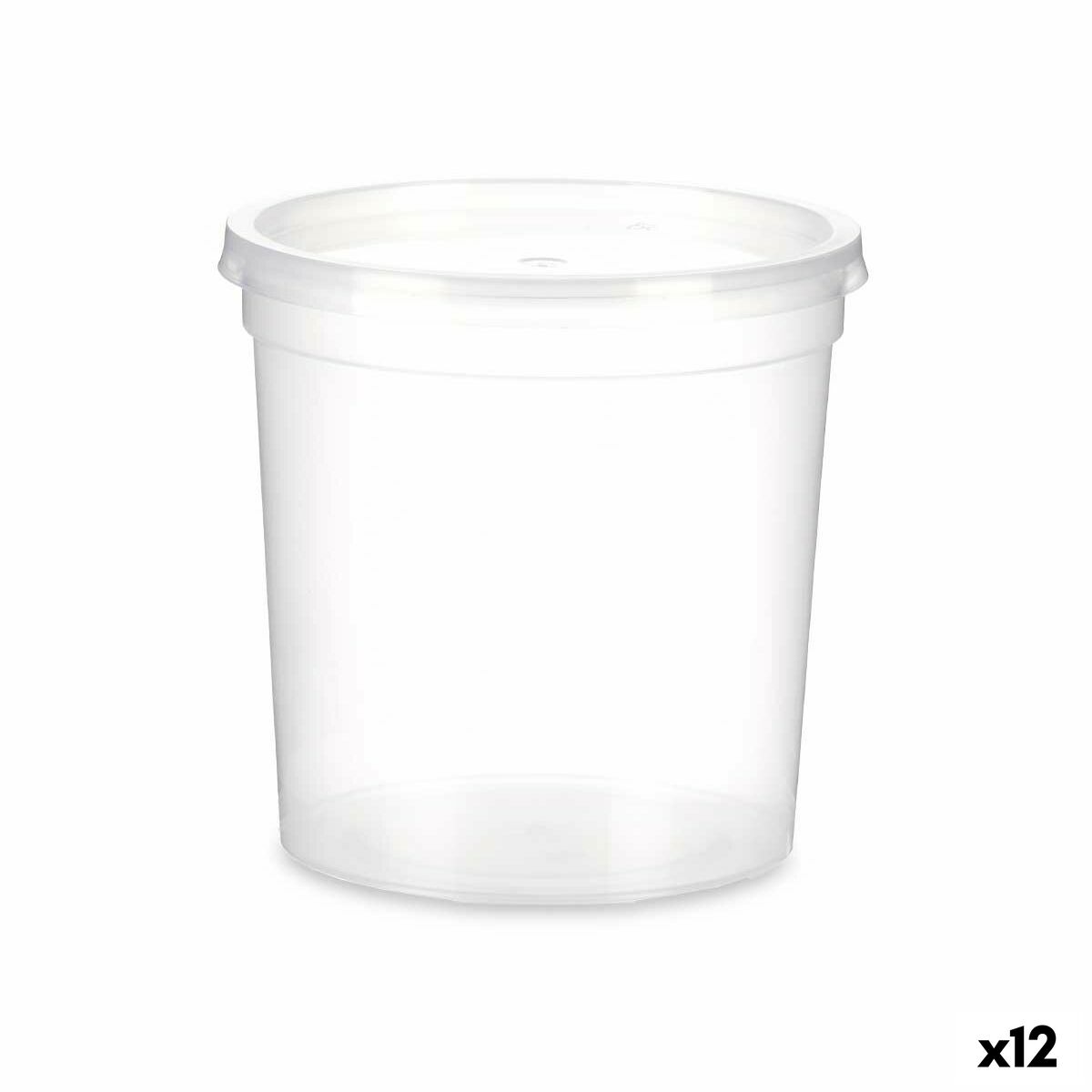 Pyöreä lounasrasia kannella läpinäkyvä polypropeeni 1 L 12,5 x 12,5 x 12,5 cm (12 kpl)