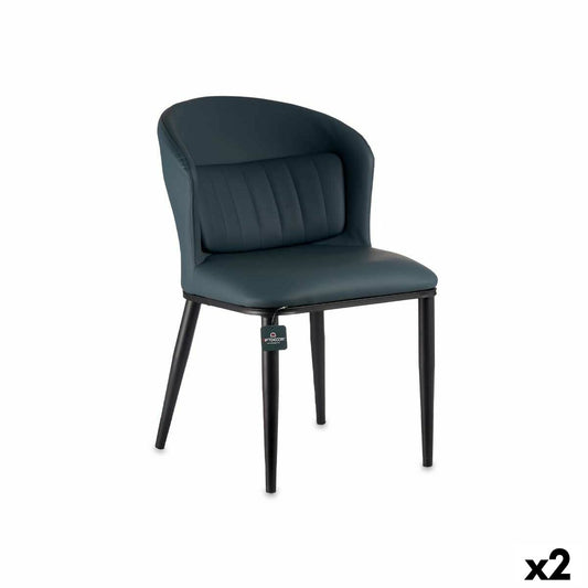 Armchair Circular Blue Black Steel 51 x 83,5 x 54 cm (2 Units) Gift Decor