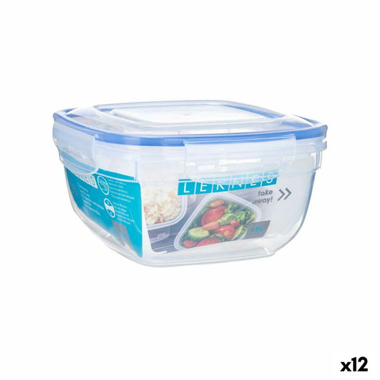 Hermeettinen lounaslaatikko, neliö, läpinäkyvä polypropeeni 1,5 L 17 x 10 x 17 cm (12 kpl)