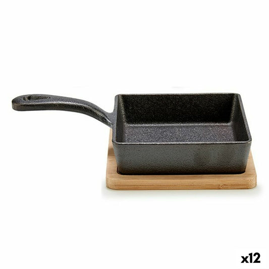 Patavuoka tarjoilu Tapas Pan Ruskea Harmaa Bambu Taottu teräs 23,7 x 6,3 x 14 cm (12 yksikköä)