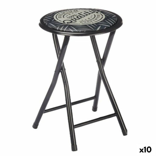 Folding Stool Quality Black Grey PVC Metal 30 x 30 x 45 cm (10 Units) Gift Decor