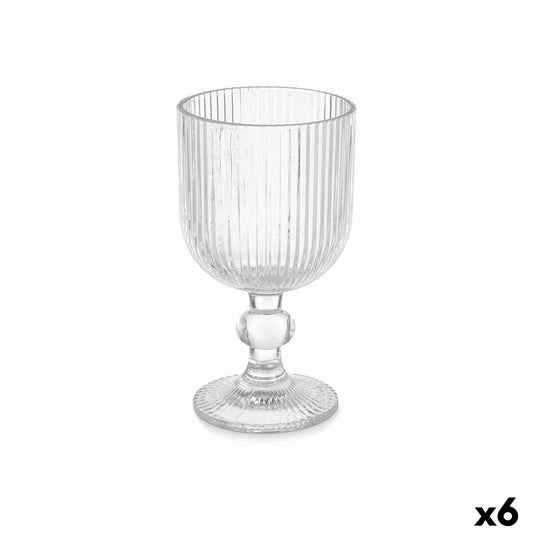 Wine glass Stripes Transparent Glass 260 ml (6 Units)