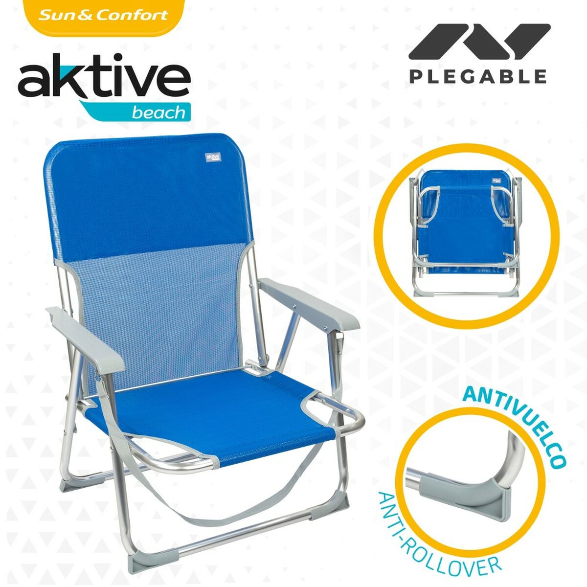 Folding Chair Aktive Gomera Blue 44 x 72 x 35 cm (4 Units)