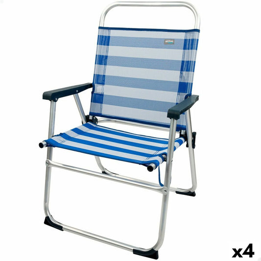 Beach Chair Aktive Blue White 48 x 88 x 50 cm Aluminium Foldable (4 Units)