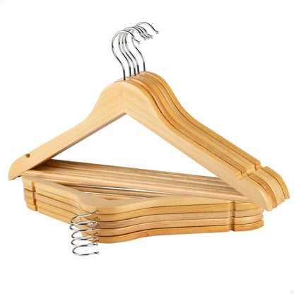 Set of Clothes Hangers Max Home Natural Wood Steel 44,5 x 23 x 1 cm 10 Pieces (6 Units)