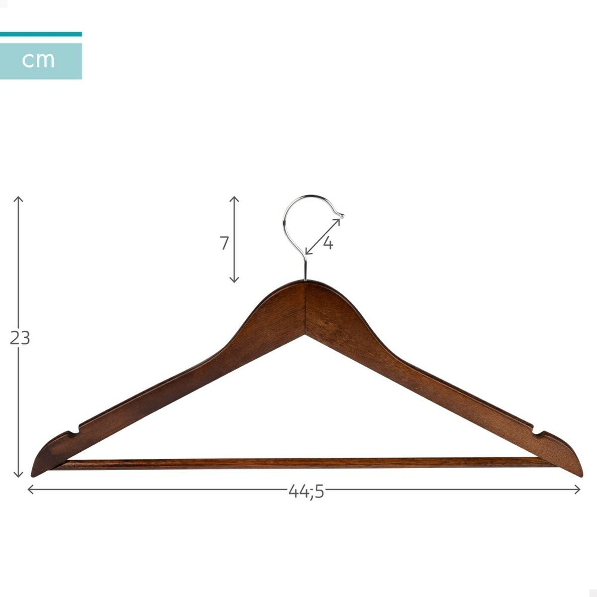 Set of Clothes Hangers Max Home Brown Wood Steel 44,5 x 23 x 1 cm 10 Pieces (6 Units)