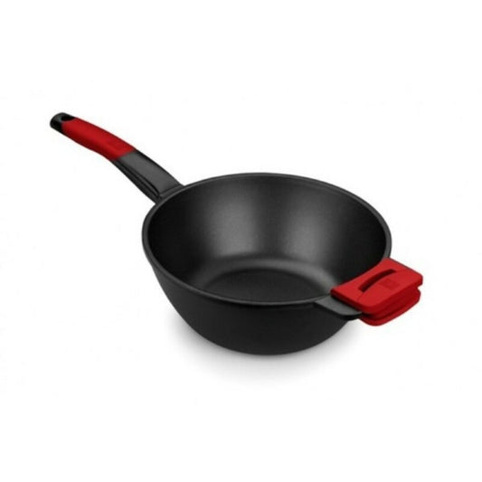 Wok-pannu BRA A412028 Punainen/musta Ø 28 cm Ruostumaton teräs (1 yksikkö) (Ø 28 cm)