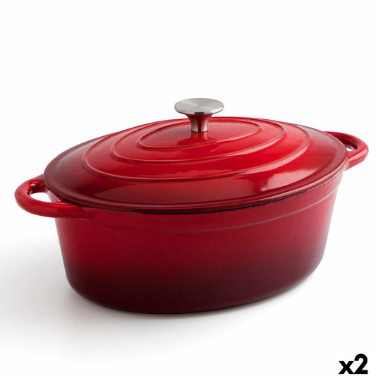 Casserole with lid Bidasoa Fierro Red 4,3 L 30 x 23 cm (2 Units) Bidasoa